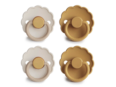 FRIGG chamomile/honey gold pacifier Daisy latex (4-pack)